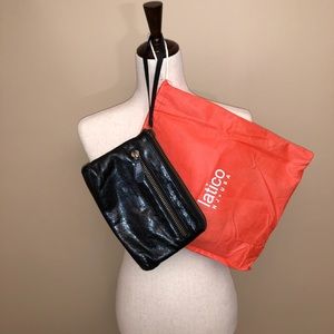 Latico Crackled Black Leather Wristlet / Clutch